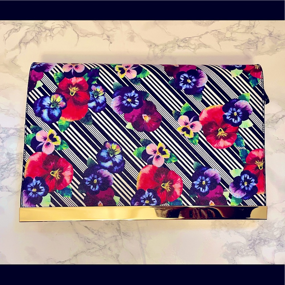ALDO striped and floral clutch